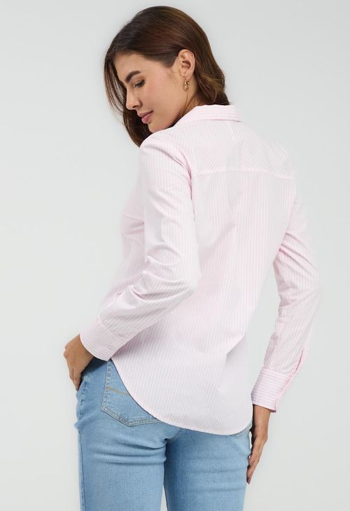 Blusa rosa a rayas para mujeres