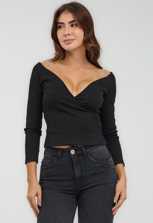 Camiseta negro con frentes cruzados para mujeres