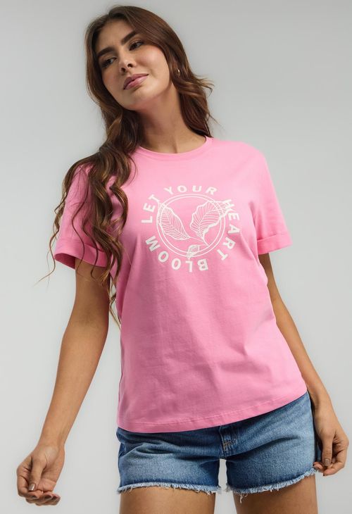 Camiseta rosa estampada para mujeres