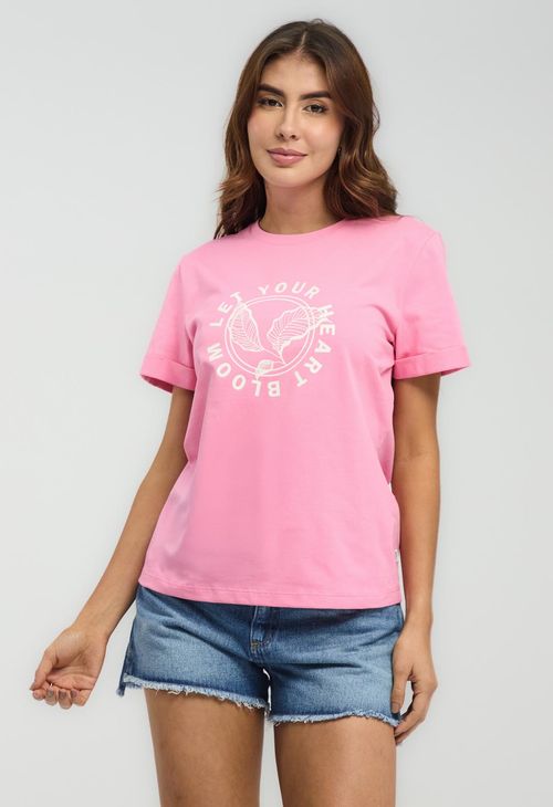 Camiseta rosa estampada para mujeres