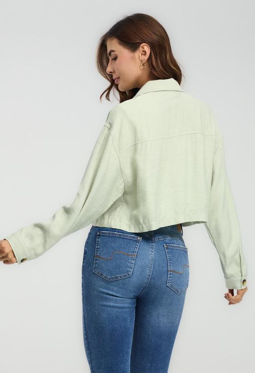 Chaqueta eucalipto con botones para mujeres