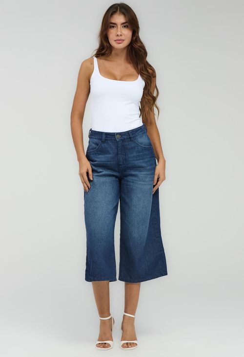 Jean culotte oscuro bota amplia para mujeres