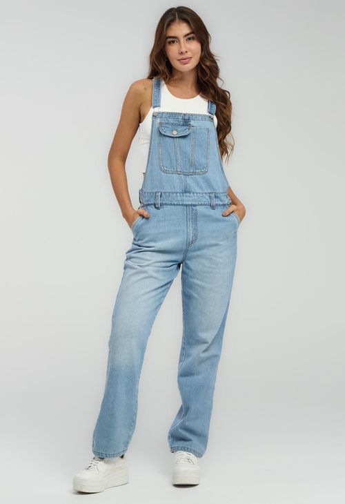 Overall claro con tapas en bolsillos para mujeres