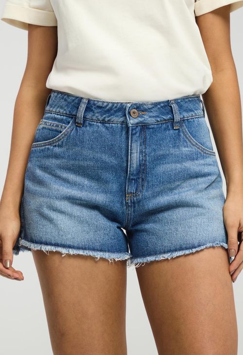 Short medio con ruedo desgastado para mujeres