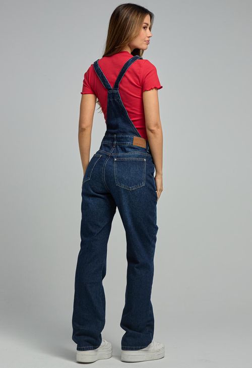 Overall medio oscuro con tapas en bolsillos para mujeres