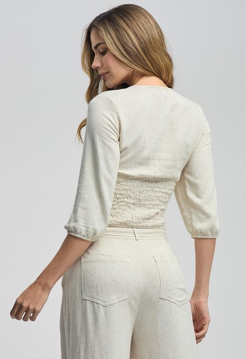 Blusa arena entorchado en busto para mujeres