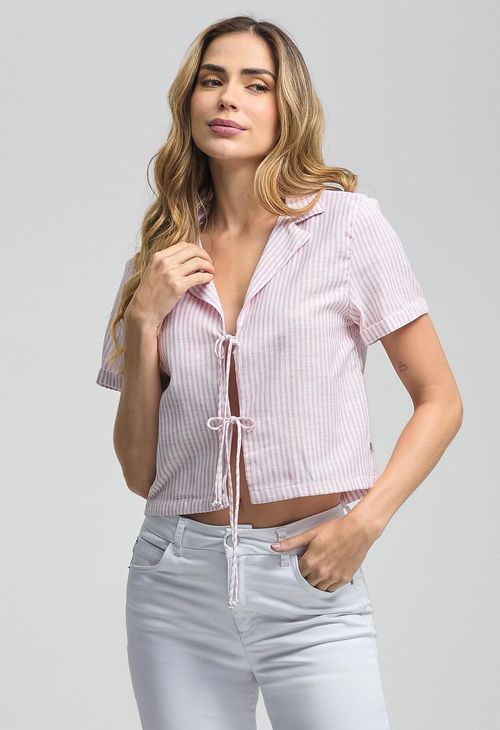Blusa rosa con anudado para mujeres