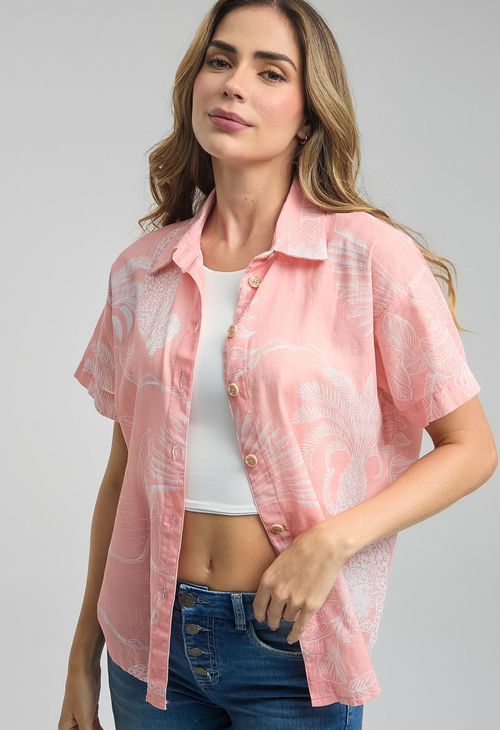 Blusa salmón con botones para mujeres