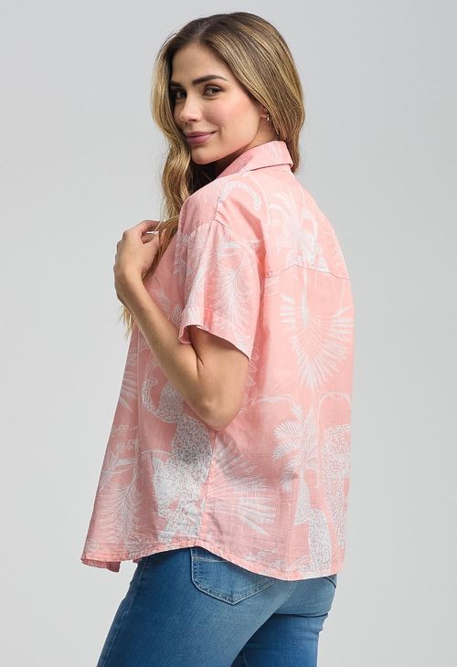 Blusa salmón con botones para mujeres