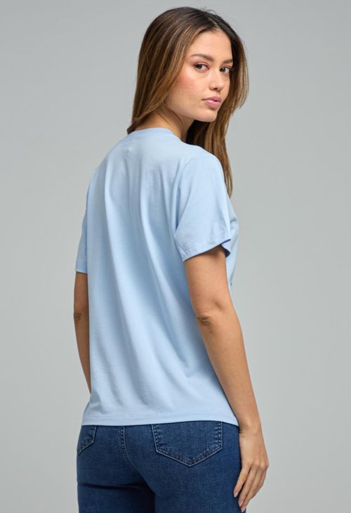 Camiseta azul claro estampada para mujeres