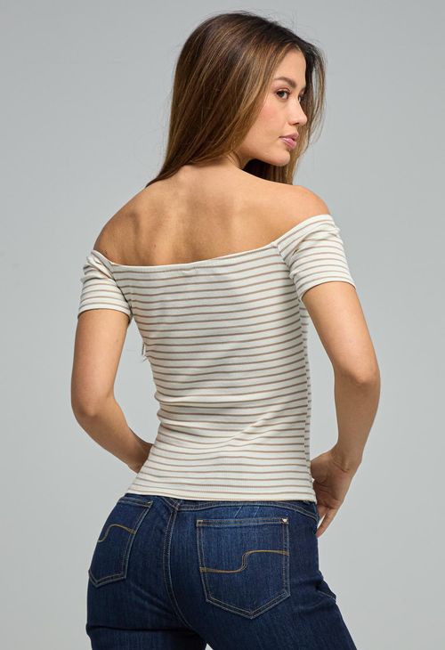 Camiseta arena en rib para mujeres