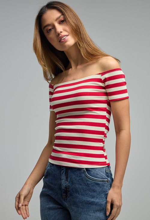 Camiseta roja en rib para mujeres