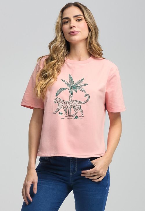 Camiseta salmón estampada para mujeres
