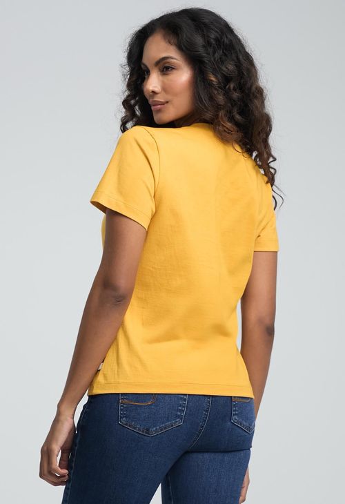 Camiseta mostaza estampada para mujeres