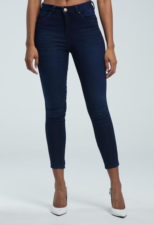 Jean elastik oscuro tiro alto para mujeres
