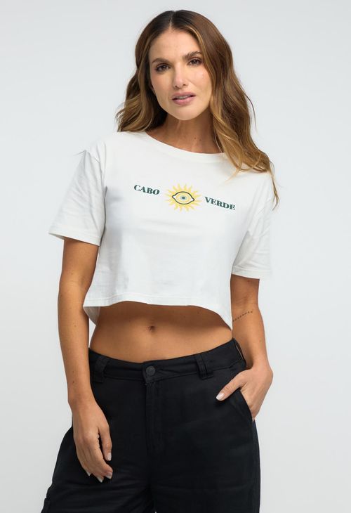 Camiseta marfil con estampado para mujeres